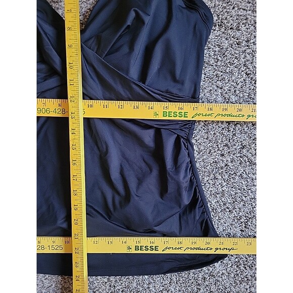 Lands' End Swim Top Black 18 DD Wrap Front Tankini (XL) Solid Underwire S912 - Picture 3 of 7